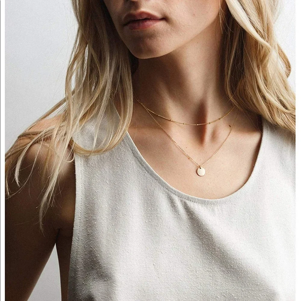 14k Dainty Layered Pendant Necklace